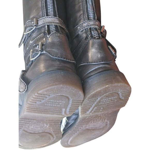 Rare Dr Martens Distressed Moto Boots Mens 8 Metallic Gray Zip VTG Grunge Punk - Picture 10 of 16